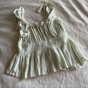Stripe Ruffle Crop Top with Tie Strap